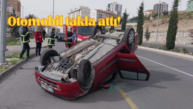 Kontrolden çıkan otomobil takla attı: 2 yaralı