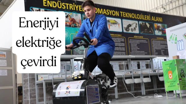 Liseli genç kondisyon bisikletinde harcadığı enerjiyi elektriğe çevirdi