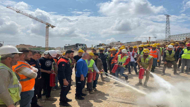 Şantiye çalışanlarına yangın ve acil durum eğitimi verildi