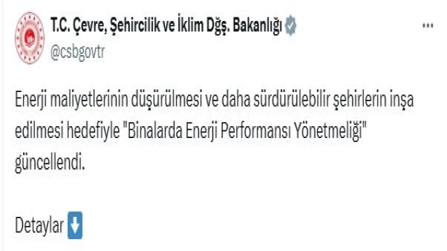 'Binalarda Enerji Performansı Yönetmeliği' güncellendi
