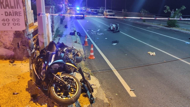 odrum’da aynı istikamete giden iki motosiklet çarpıştı
