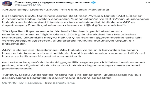 Sözcü Keçeli'den Avrupa Birliği Liderler Zirvesi’nin sonuçlarına ilişkin açıklama