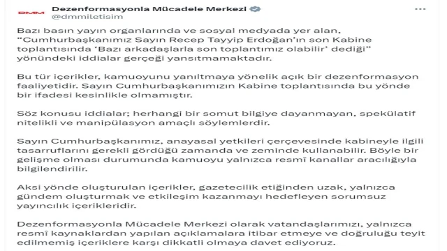 DMM'den son Kabine Toplantısı ile ilgili iddialara yönelik açıklama