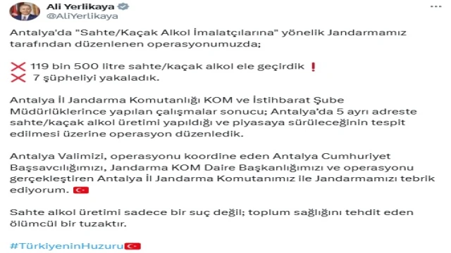 Antalya'da sahte-kaçak içki imalatçılarına operasyon: 7 gözaltı
