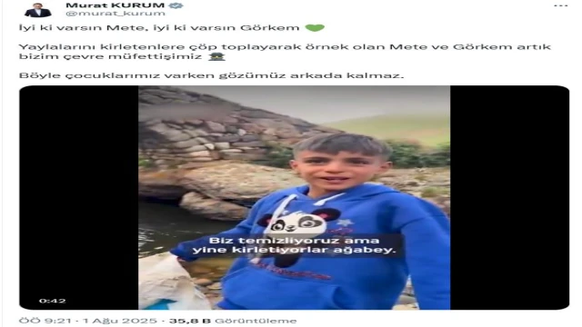 Bakan Kurum'dan yayladaki çöpleri toplayan kardeşlere teşekkür