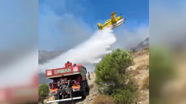 Marmara Adası'ndaki orman yangınına müdahale sürüyor